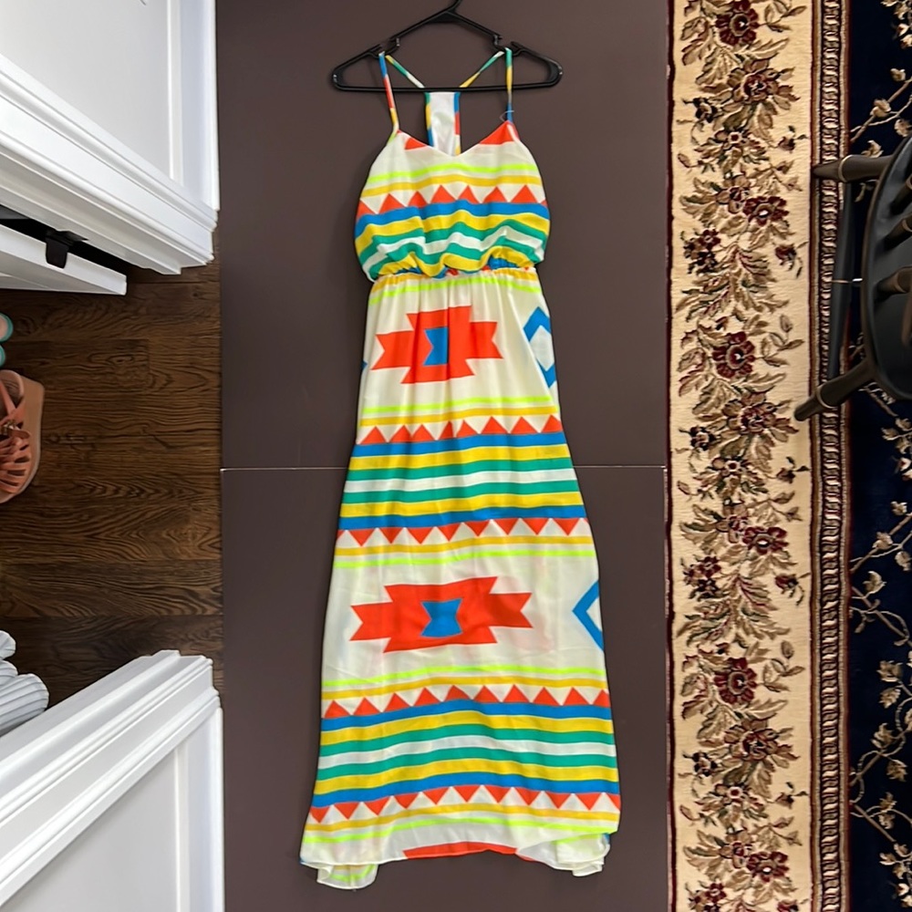 CALS Western Print Bright Maxi Dress size Medium